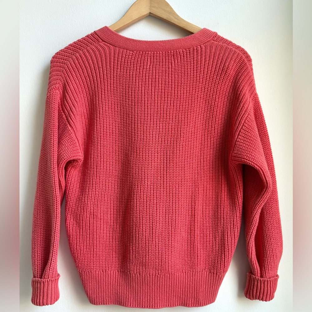 Loft Coral Punchy Pink bright 100% cotton Button-Up Cardigan - Picture 4 of 4
